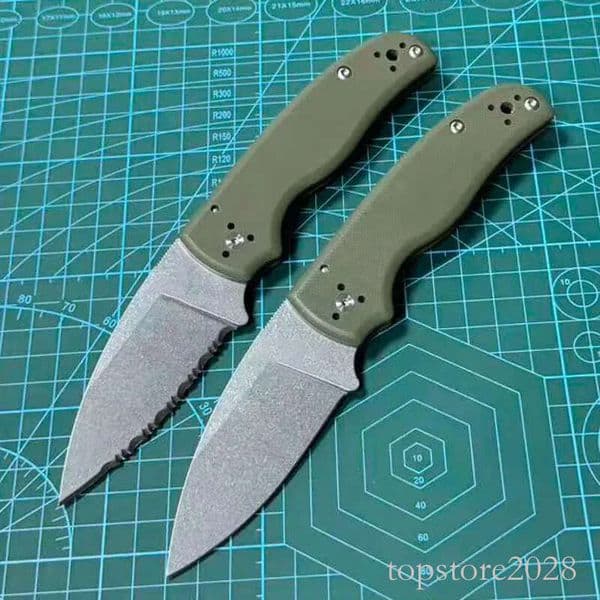 Top Quality C229 Folding Knife S30v pocket knife Stone Wash Serrated Blade Green G10 Handle Outdoor Camping Survival EDC Pocket Knives