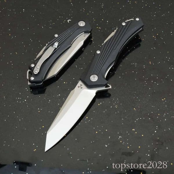 Top Quality G1209 Flipper Folding Knife D2 Satin Tanto Blade G10 with Steel Sheet Handle Outdoor pocket knife Ball Bearing EDC Pocket Knives