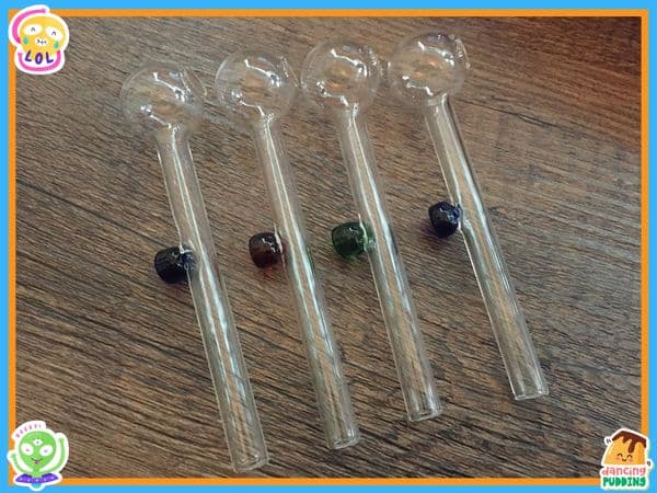 Wholesale cheap mini colorful 4inch glass oil burner pipe smoking tube nails pipes with balance dot