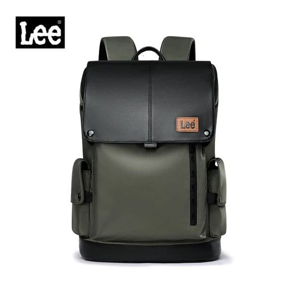 Lee Large Capacity Flip Leather 16 inch Laptop School Bag for Student Men Women Outdoor Waterproof Oxford Travel Backpack 260304