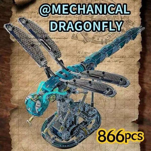 866pcs Mechanical Dragonfly Building Blocks Robotic , STEM Educational Toys with Flapping Wings,DIY Insect Model for Kids C260306