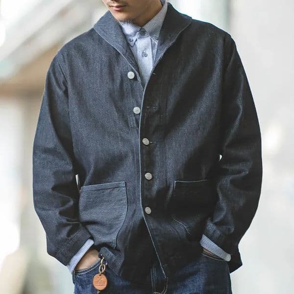 Maden Lapel Jeans Jacket 135 Oz Multi Pockets Coat Mens Vintage Deck Workwear Denim Shirts Quality Fashion Clothes For Male 260304