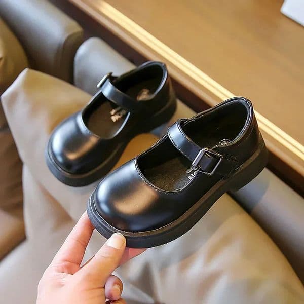 Princess Girl PU Shoe Kids Mary Jane Flats for Student Black School Platform Baby Toddler Footwear 23-35 260302BJ