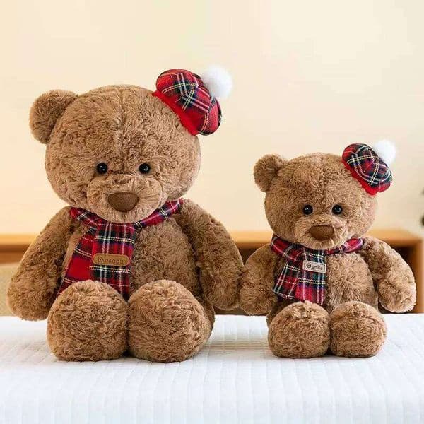 1PC 25cm/9.84in Cute Baker Bear Plush Toy Soft Hugging Pillow Doll Cartoon Chef Stuffed Animal Room Decor Birthday Gift W260306