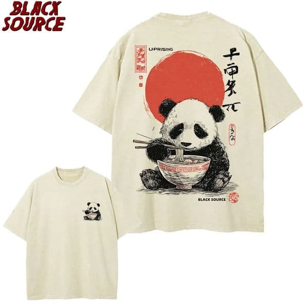 t0207 Panda Enjoying Time T Shirts Men Women Short Sleeve Oversize Shirt Loose Summer Tee Clothes Casual Fashion Tops 260302