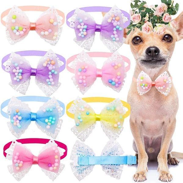 50PCS Cute Lace Dog Bowtie For Small Dog Cat Bow Tie Neckties For Dogs Pets Bows For Dog Grooming Accessories Pet Supplies 260306
