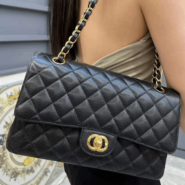 10a Designer bag women's handbag high-end genuine leather classic medium size caviar ball pattern double cover full steel hardware 25cm single shoulder crossbody bag