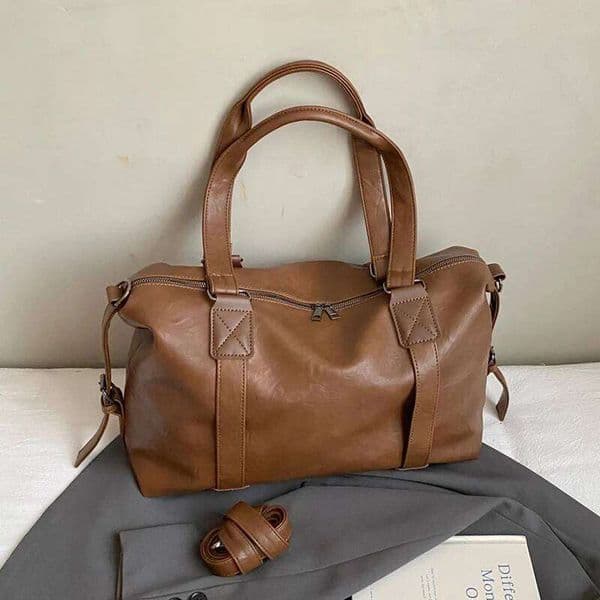 Large Capacity Tote For Women High Quality Travel Shoulder Black Brown Lady Handbag Solid Pu Leather Messenger Bag XJ260306