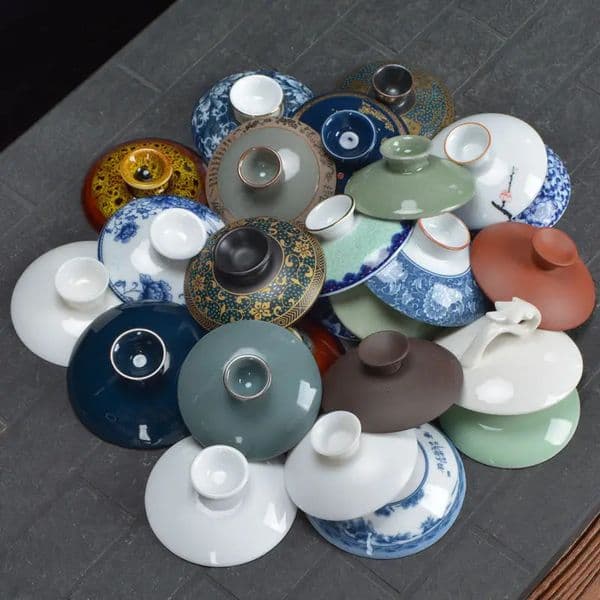 Cover Bowl Tea Cup Single Lid Accessories White Porcelain Blue and White Flower Cover Bowl Lid Sancai Gaiwan Tea Set Accessories 260228