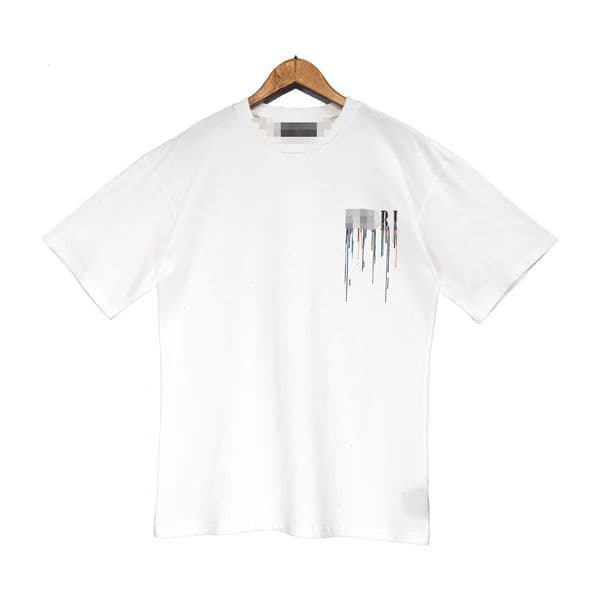 Version Letter Ink Drop Core Couple Men And Women High Street Loose Fit Round Neck T S B02