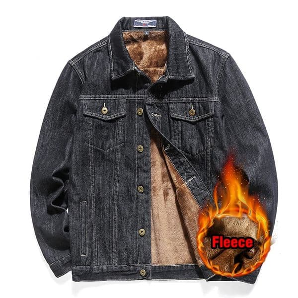 2026 Mens Winter Warm Denim Jacket Classic Black Light Blue Fleece Thicken Slim Fit Jeans Plus Size 5XL 6XL 7XL 8XL 260307