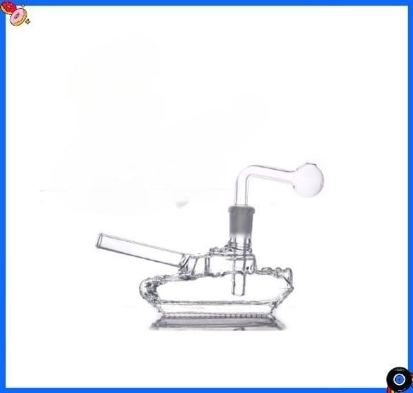 MINI Newest Tank Design Hookah Glass Oil Burner Bong Blunt Bubbler Water Pipes with 14mm Male Downstem Oil Pit for Smoking hookah