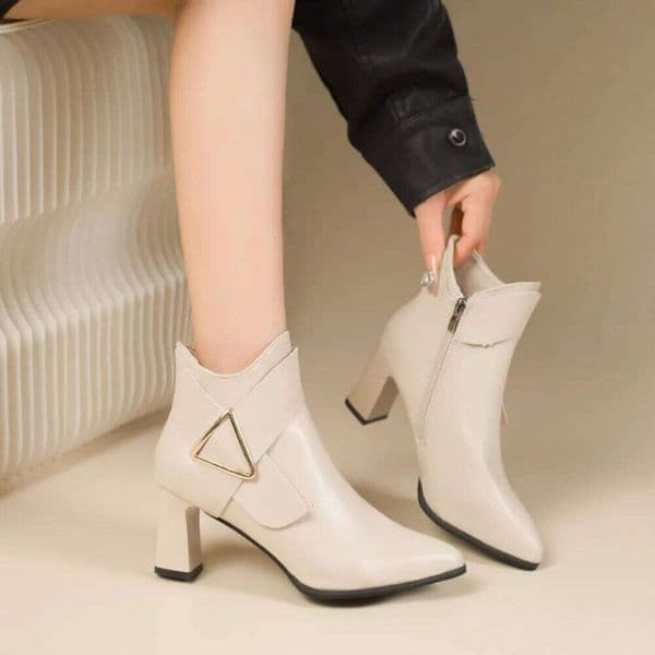 High Heeled Bare Fashionable Mid-heel Casual Chelsea 2025 Winter New Women's Back Zipper Boots