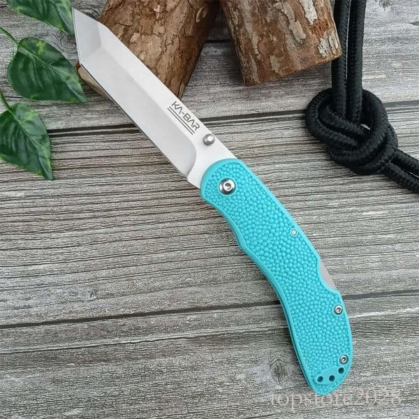 KA-BAR 5698SF Space Force Corser Folding Knife 3.5 440C Tanto Blade Textured Blue pocket knife Handles Survival Pocket Knives Self Defense Hunting Camping Tool