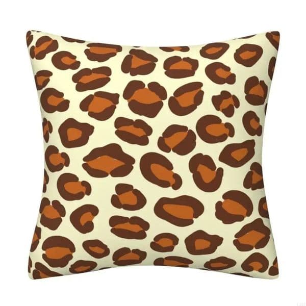 L9BE Soft Short Plushie Pillow Cover Leopard Print Throw Pillowcase Easy Maintenance 260306