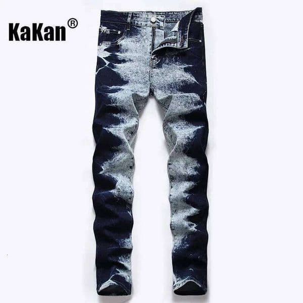 Kakan - New European and American Elastic Slim Fit for Men, High Street Novelty Deep Blue Long Jeans K36-L007 W260307 thumbnail 2