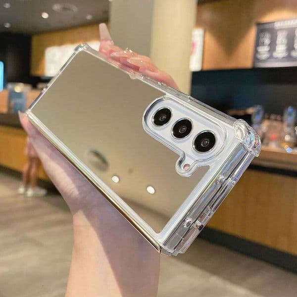 Plating Girl Makeup Mirror Phone Case For Galaxy Z Fold 7 6 5 4 3 Four-corner Shockproof Bumper Cover H260305