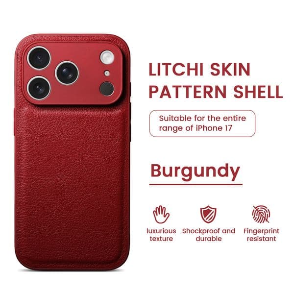 Apple 17pm Phone Lychee Compatible Leather Texture Two-in-One iPhone 14 Pro Skin Protective Case 15/16
