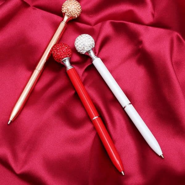 3pcs Colorful Diamond Ballpoint Pen Metal Bling Crystal Rhinestones Office School Supplies Writing Instrument Gift 260305