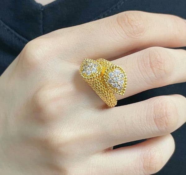 ADITA designer ring diamond water drop wedding ring gold plated 18K top quality for women never fade with box exquisite gift highest counter Advanced Materials 026