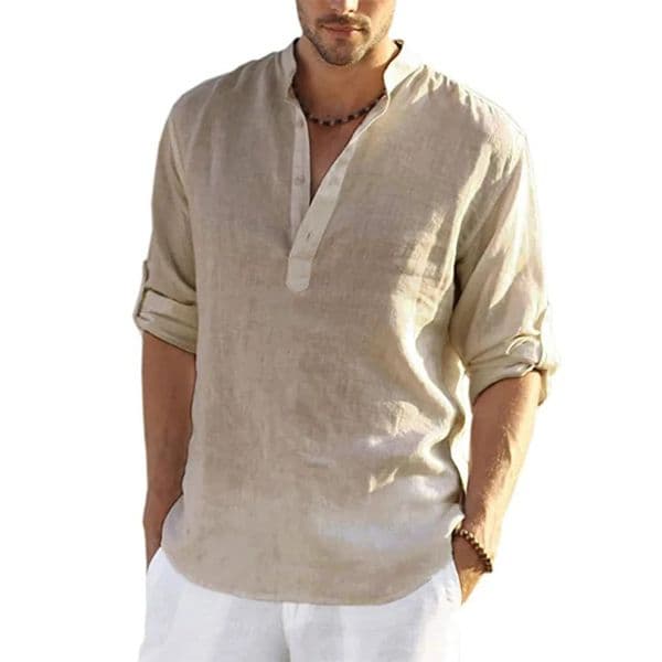Mens Casual Blouse Cotton Linen Shirt Loose Tops Long Sleeve Tee Shirt Spring Autumn Casual Handsome Mens Shirts 260227