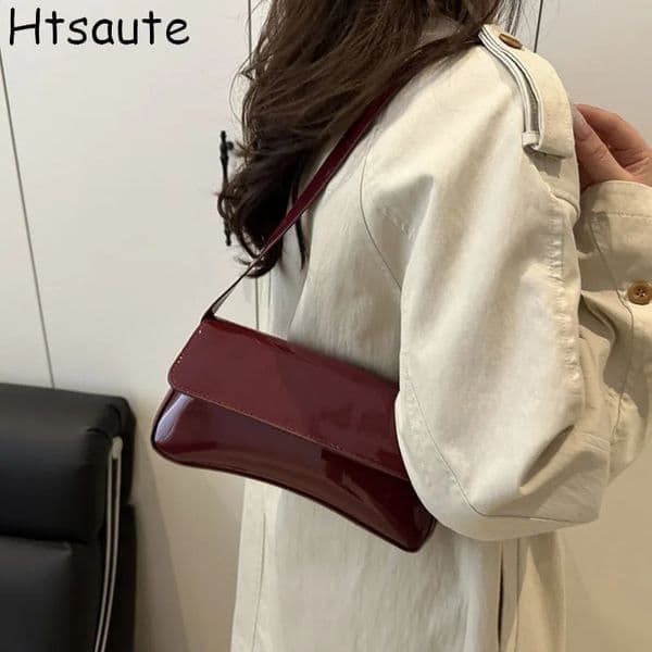 Solid Color Underarm Bag For Women Zipper Mobile Phone Bags Simple PU Leather Shoulder Crossbody Small Square Bag Mini Handbag 260306