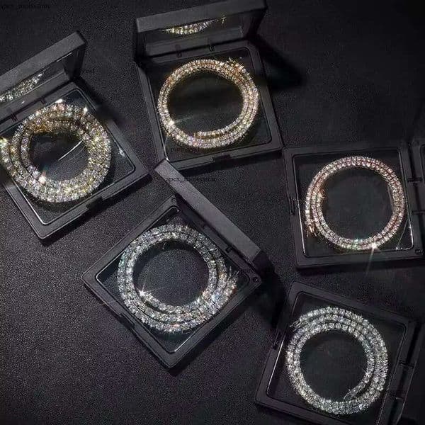 chain Hip Hop necklace fashion Jewelry Pass Dia Tester 4mm 5mm D color vvs moissanite iced out cuban GRA tennis bracelet 13