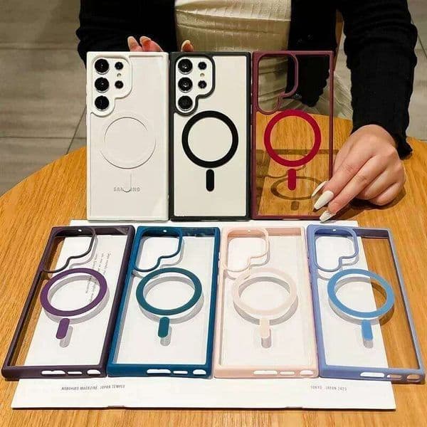 Frosted Frame Magnetic Cases For Galaxy S25 S24 S23 Ultra Plus Wireless Charging Acrylic Bumper Cell Phone Cover H260305