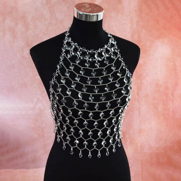 Sexy Acrylic Crystal Sequin Body Chain Clear Drip Tassel Brooch underwear Personalized Clothing Accessories Bra Jewelry 260306