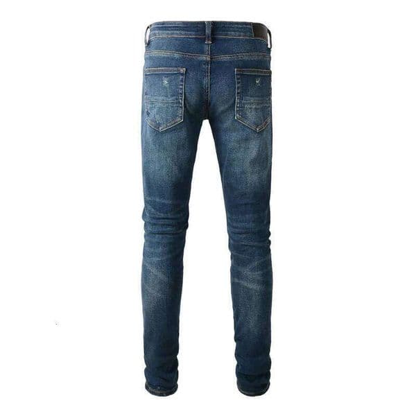 Designer New Quality Men's Blue Washed Nostalgic Stretch Slim Fit Jeans High Street Fashion Hip Hop Brand Spl W260307