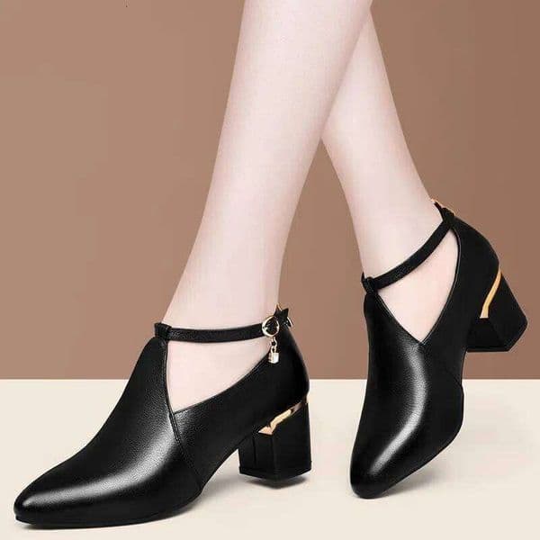 Women Cute Sweet Comfort Spring & Autumn Buckle Strap High Lady Classic Office Square Heel Shoes A01