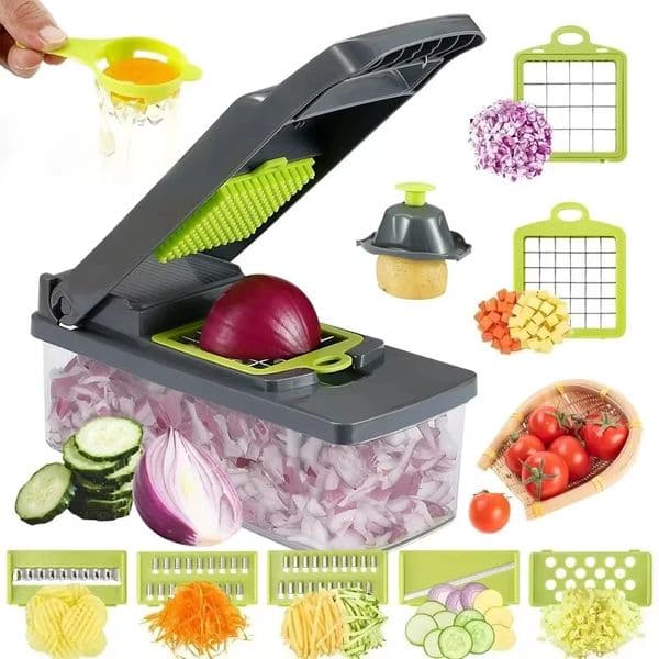 Multi-Blade Vegetable Chopper Set All-in-One Tool for Dicing Slicing Grating Fruits Veggies 260306