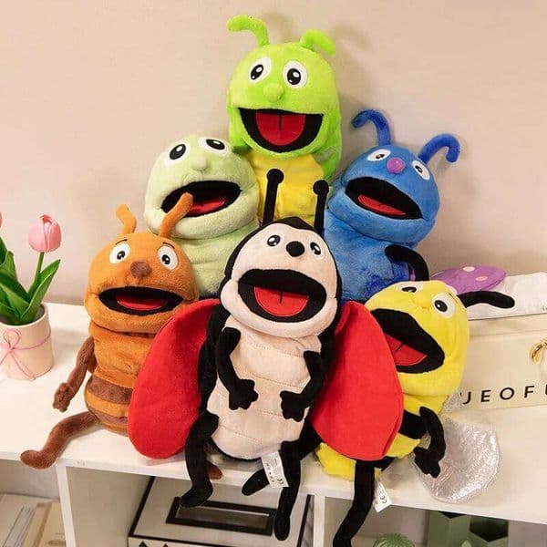 30cm Kid Plush Insects Animal Caterpillar Ladybug Hand Puppets Doll Family Storytelling Role-playing Finger Toy W260306