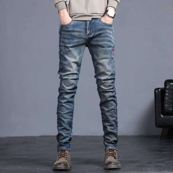 Men's Fashion Vintage Jeans Autumn New Slim Distressed Personalized Pants Male Brand Clothing Denim Trousers Streetwear W260307