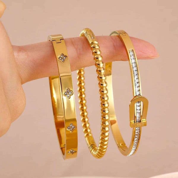 Yupsk Hot Stainless Steel Clover Bracelet Set for Women Fashion Women's Stackable Bracelets Jewelry Gift Z260307