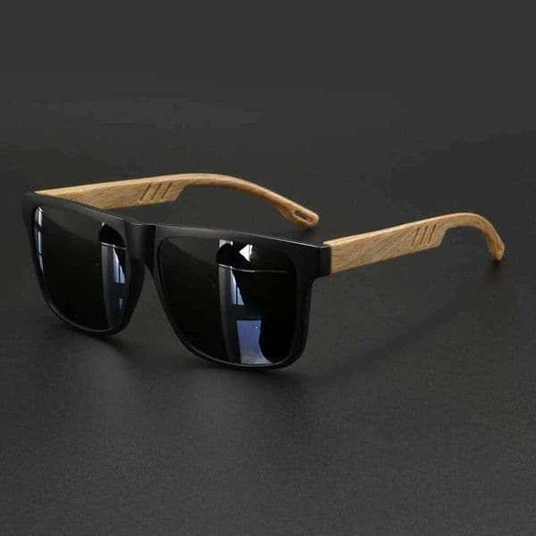 New Fashion Square Sunglasses - Wood Grain Spring Hinge, UV400 Unisex for Driving, Hiking & Travel Z260307