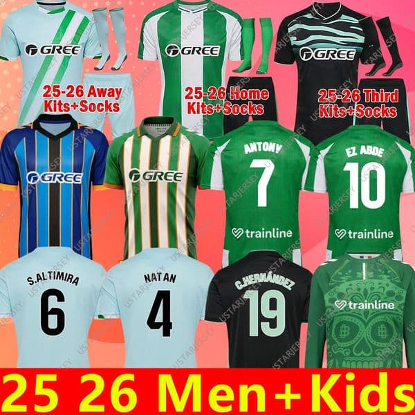 real betis 25 26 Soccer Jerseys ANTONY EZ ABDE Camiseta de Futbol Men Kids equipacion betis jersey 2025 2026 football shirts camiseta Betis S.ALTIMIRA NATAN ISCO gk kit