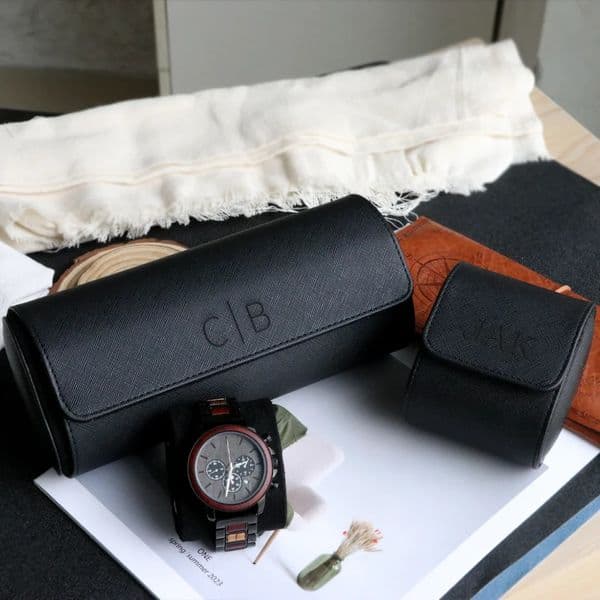 Custom Travel Watch Case Roll Organizer Men Gifts Leather Watch Display Case Engraved Watch Storage Holder for Collection 260306