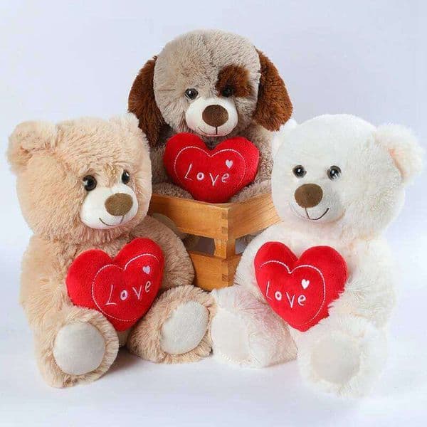30cm Valentine's Day Plush Toy - CuteLove Dog & Love Bear Soft Stuffed Animal Gift for Her, Girlfriend, Kids Sofa Decor W260306