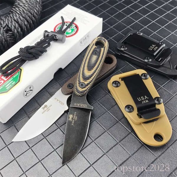 ESEE Izula Bushcraft Survival Fixed Blade Knife- D2 Blade, G10 Handle - Tactical Outdoor Hunting Self-Defense Camping Tools pocket knife with Sheath 15006 15700