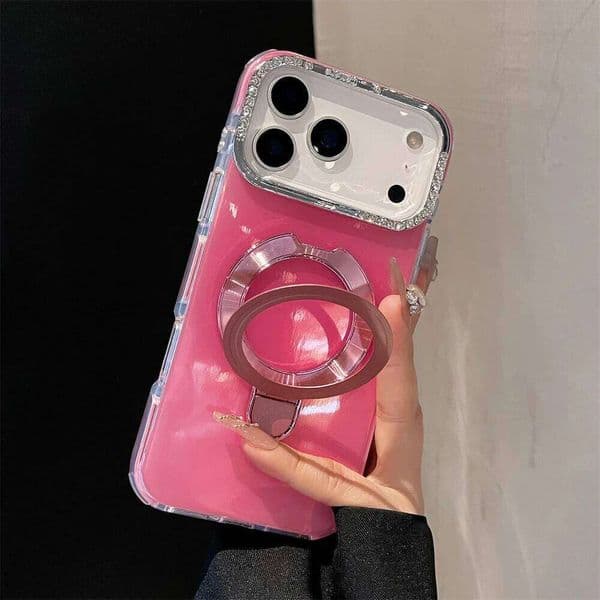 Laser Jelly Candy Magnetic Shockproof Case for iPhone 17 Air 16 15 14 13 Pro Max Bracket Stand Diamond Camera Frame Glossy Cover H260305