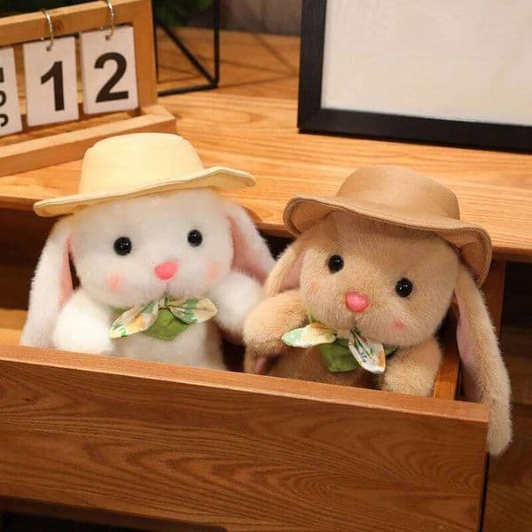 23cm Adorable Rabbit Plush Toy with Hat - and Cuddly Stuffed Animal Super Soft Gift for Kids, Girls, Bunny Lovers W260306