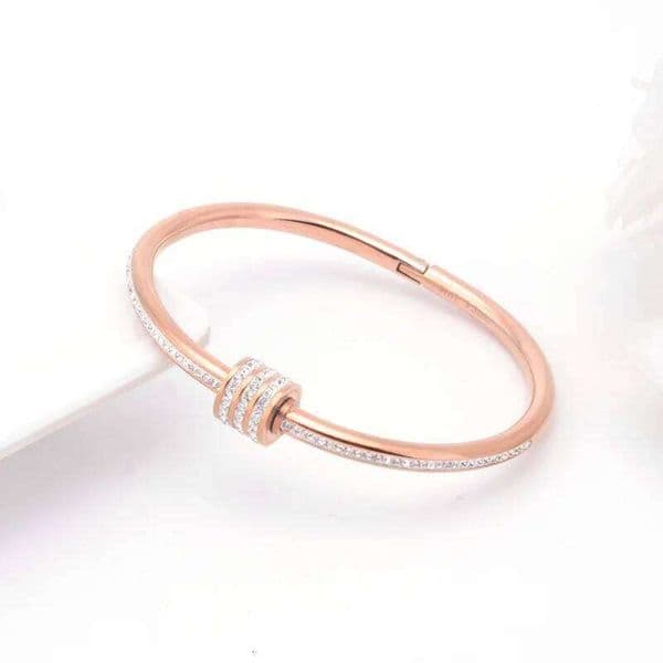 Women's Luxury Exquisite Zircon Waist Stainless steel Rose Gold Color Charm Bracelets Girls' Premium New Party Jewelry Z260307
