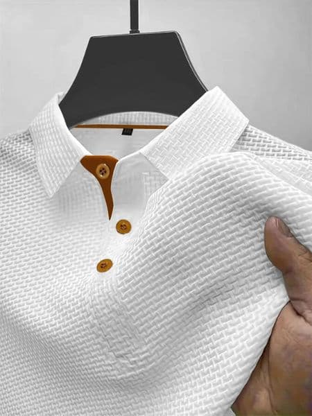 Summer ice silk lapel mens short-sleeved T-shirt mens clothing top 260305
