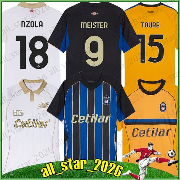 26/27 Pisa SC soccer jerseys NZOLA LERIS PICCININI MEISTER BUFFON AEBISCHER ANGORI TOURE MOREO TRAMONI MARIN J.CUADRADO AKINSANMIRO 2026 2027 Men football shirts