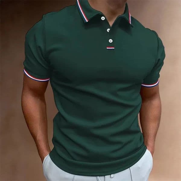 Mens Quick-Drying Solid Color Polo Shirt Summer Elastic Collared Short-Sleeved Sports T-Shirt for Active Wear 260304