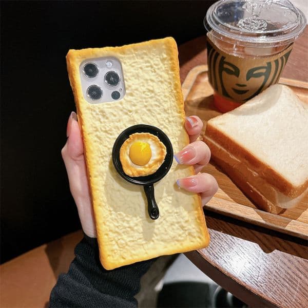 Toast Shaped Phone Case For Iphone 16 15 14 13 Pro 12 11 Max Plus 16Pro Bread 16Promax Phone Case Bracket 15Pro 15Promax Cover 12Pro Soft 14Pro 14Promax 13Promax Shell