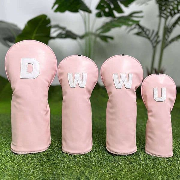 Pink Club Head Cover, Golf Ball Accessories, Suitable for Serving Clubs, Fairway Woods, and Hybrid Clubs 26W0309