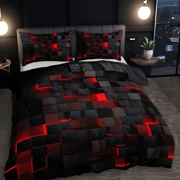Grid Series Quilt Cover Digital Printing Bedding Set Soft Duvet Cover for Bedroom Room