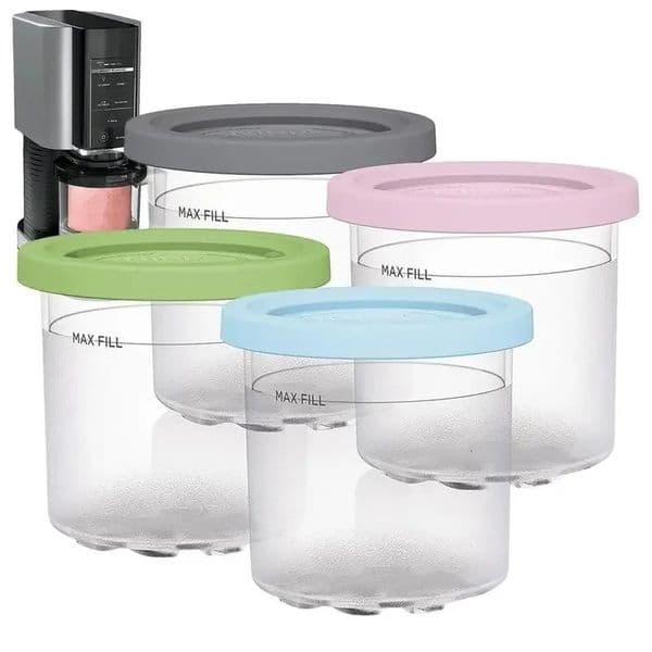 2/4 Kitchen Summer Storage Ice Cream Cups - Ice Cream Storage Jars with Sealed Lids - Summer Kitchen Supplies Gadgets 260306